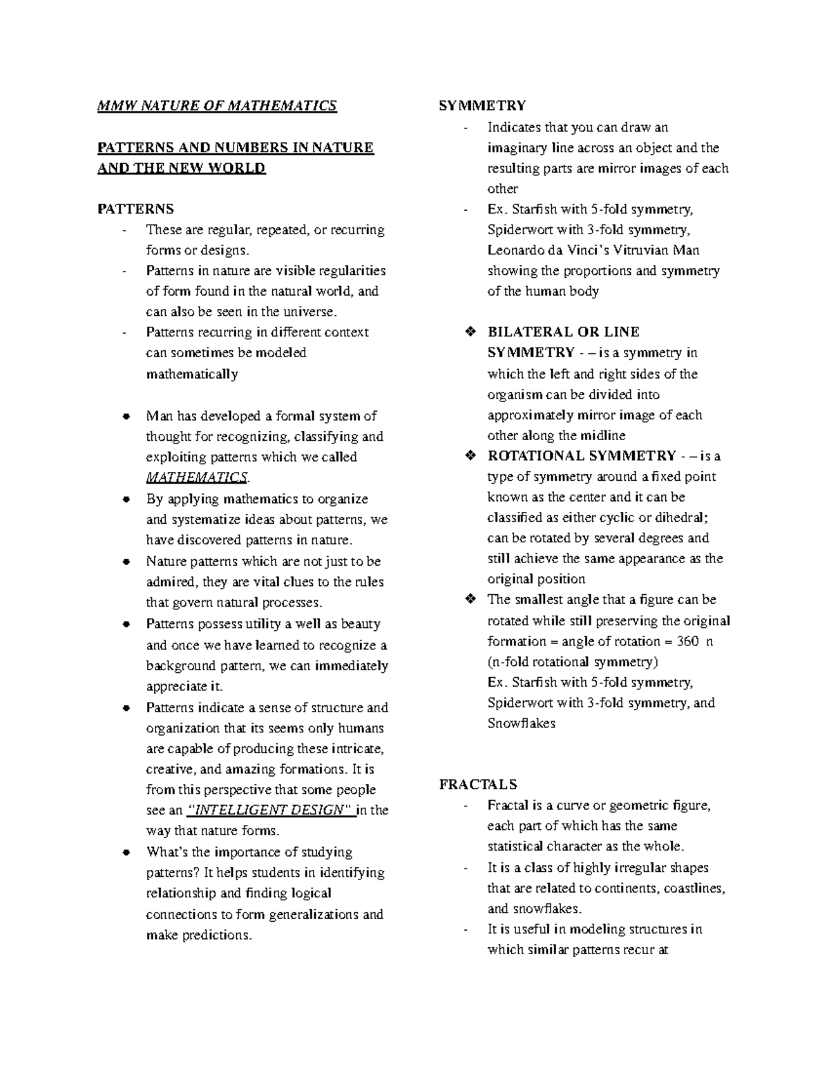 MMW Nature OF Mathematics (reviewer) - MMW NATURE OF MATHEMATICS ...