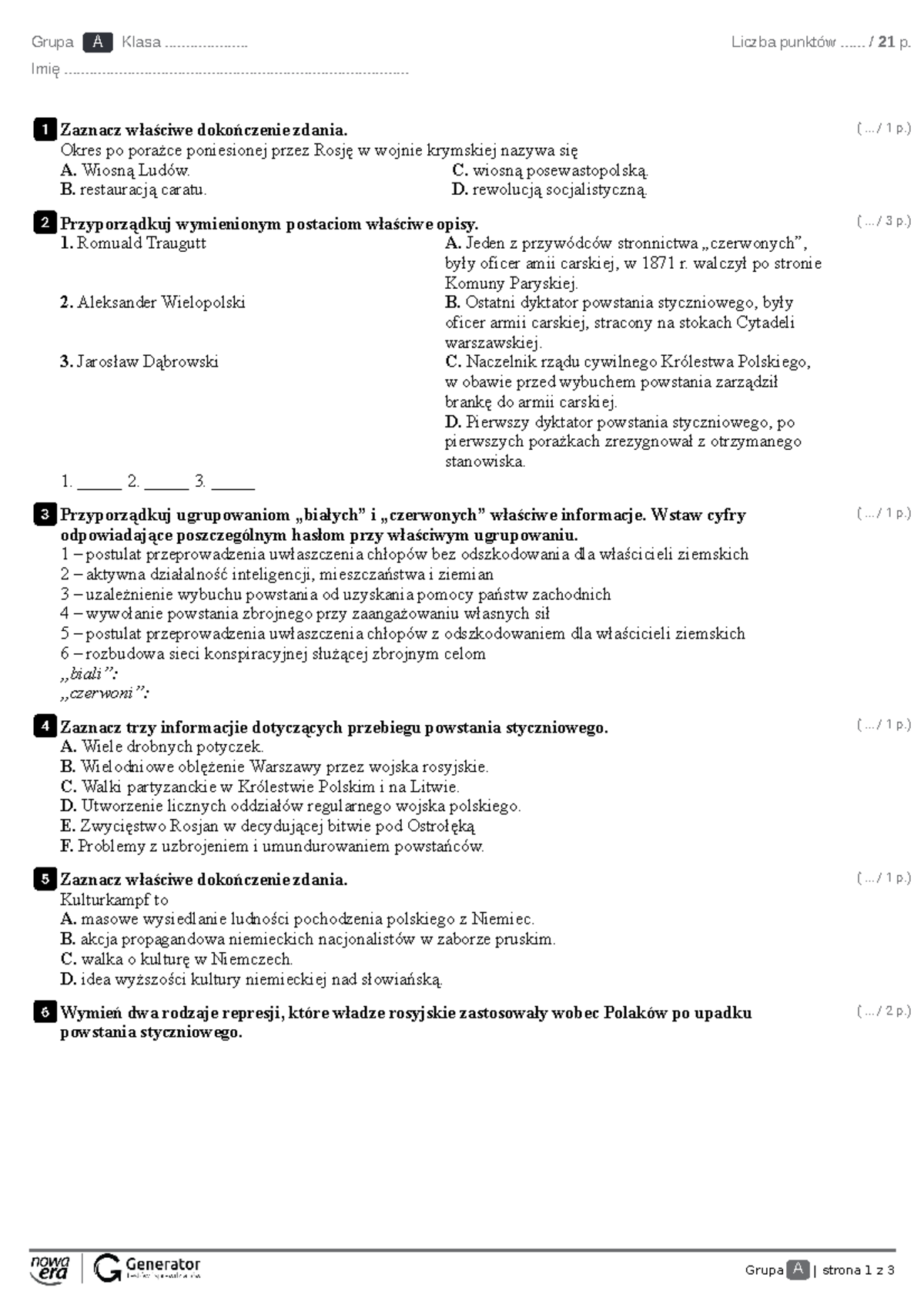 Rozdzia IV - Grupa A | strona 1 z 3 Grupa A Klasa