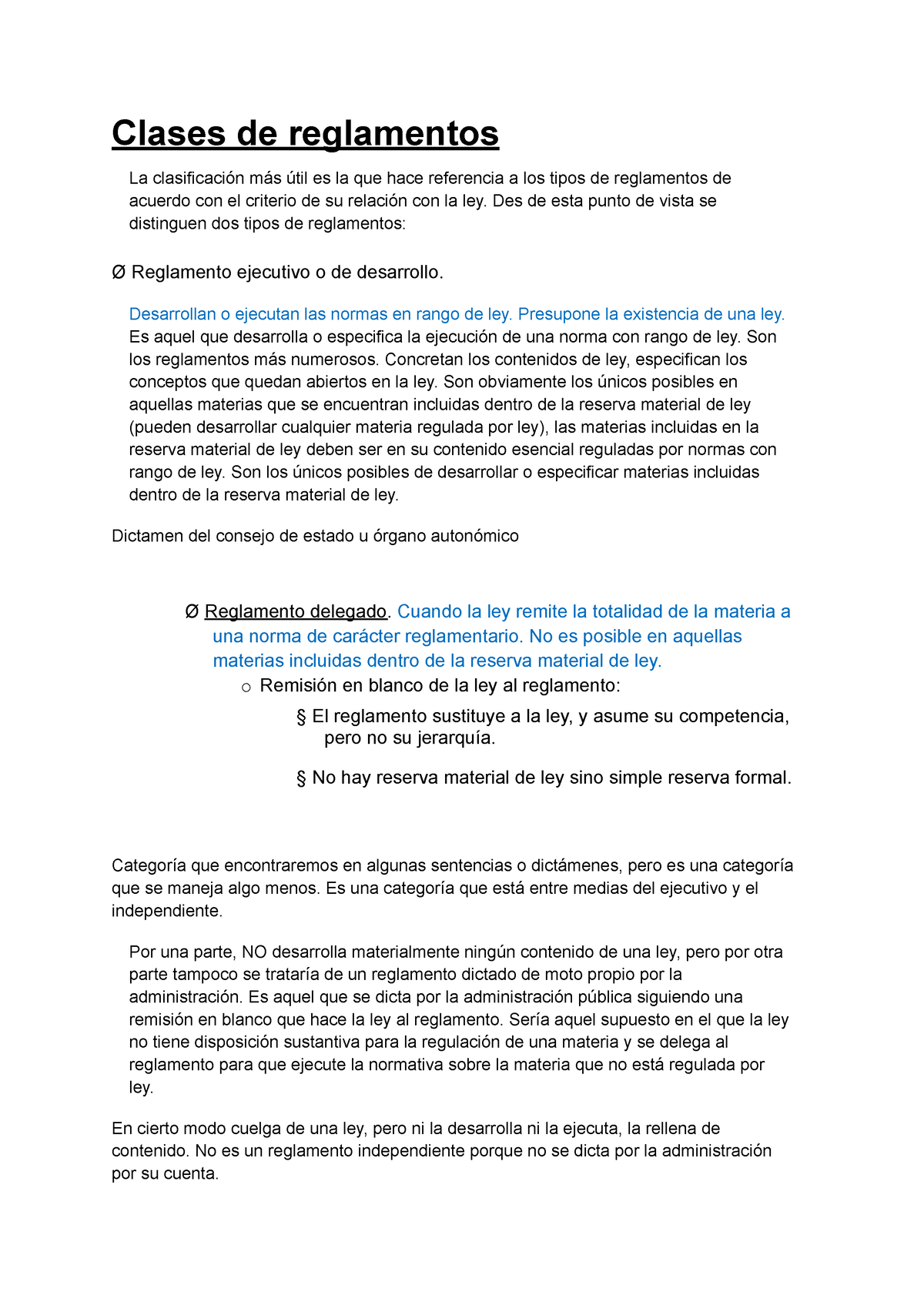 Control De Los Reglamentos Y De La Potestad Clases De Reglamentos La Clasificación Más útil Es 5418