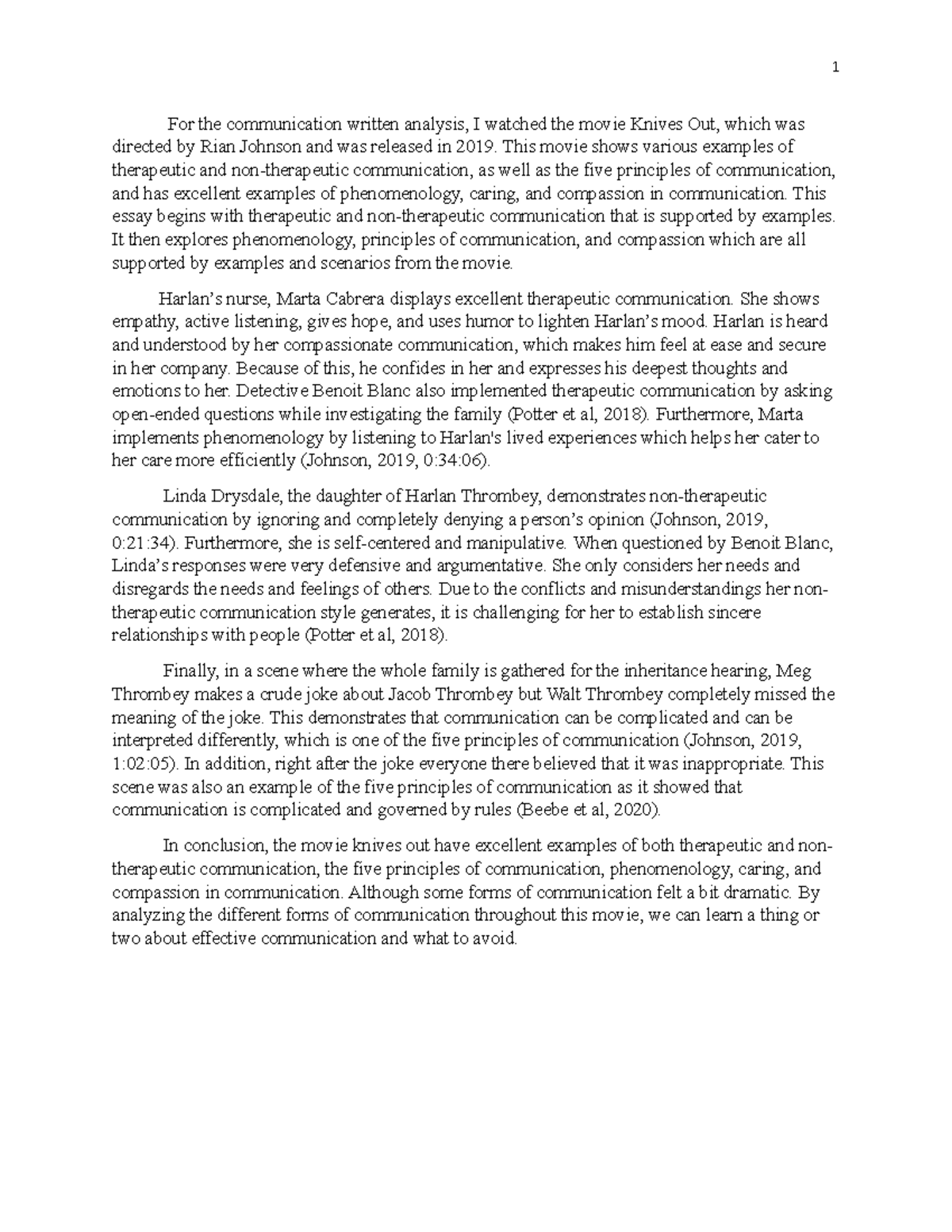 Communication Written Analysis - 1 For the communication written ...