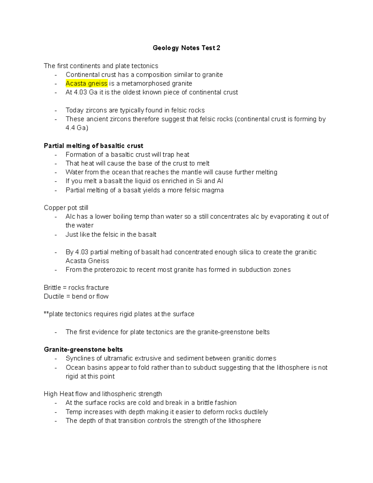 Geology Notes Test 2 - 8-2 Ga ophiolites but nothing older Blueschist ...