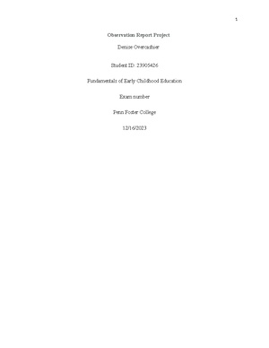 Observation Report Project - Observation Report Project Denise ...