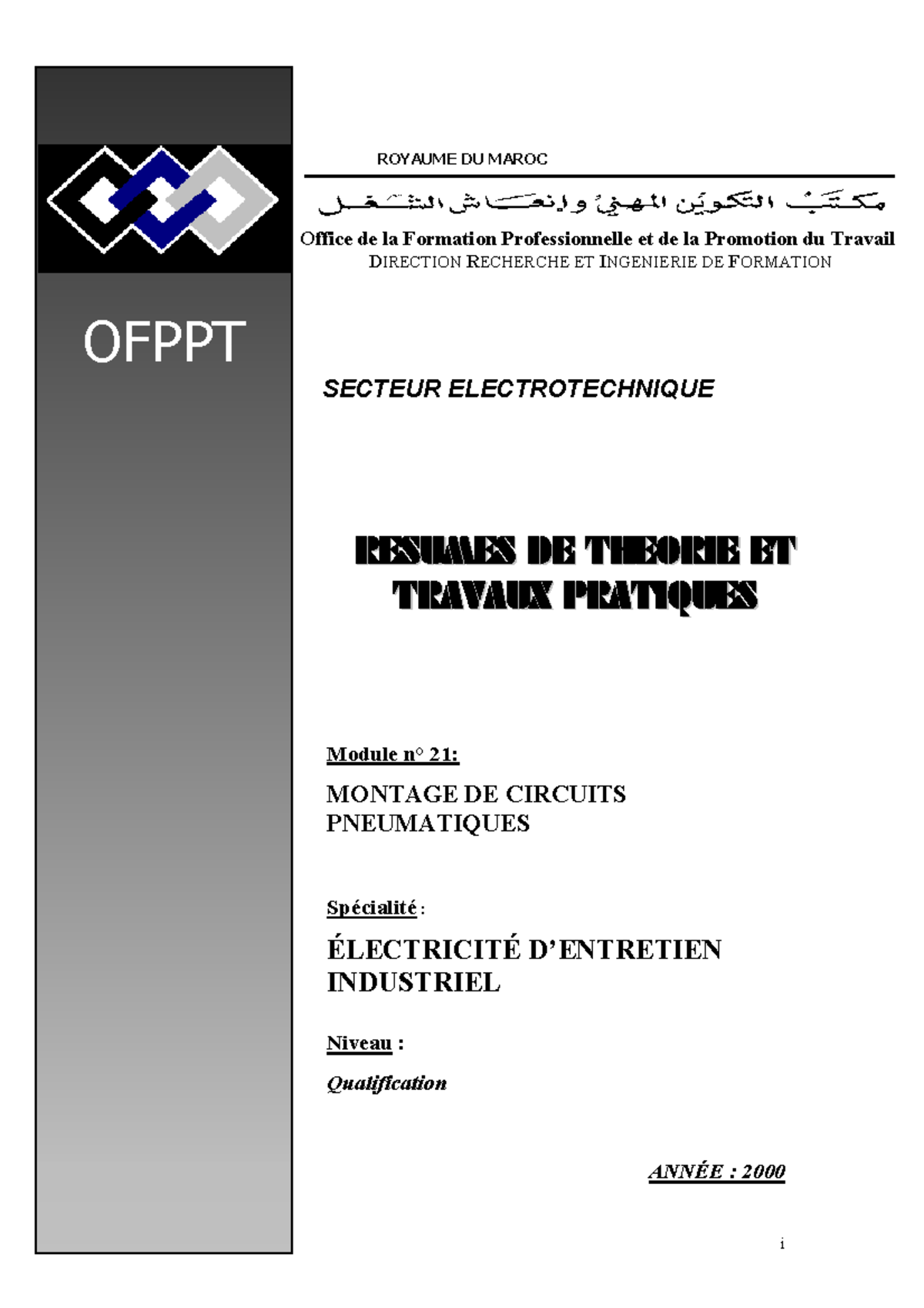 EEI 21 pneumatique - EEI_21 هوائي - i OFPPT ROYAUME DU MAROC SECTEUR ...