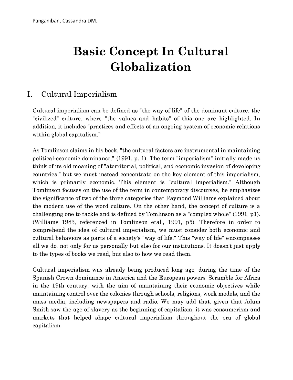 globalization leads to cultural imperialism essay