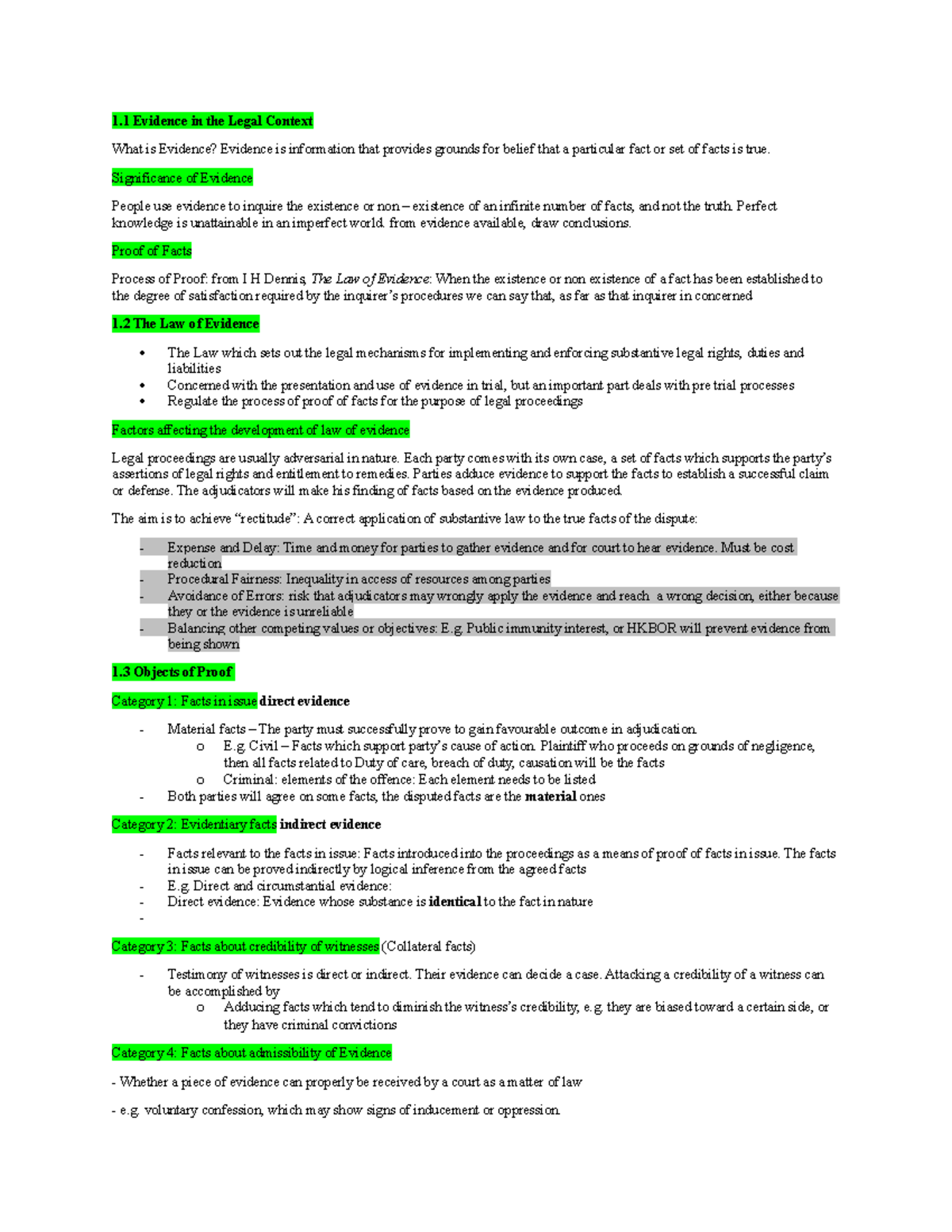 Shortened CAN - 1 Evidence in the Legal Context What is Evidence ...