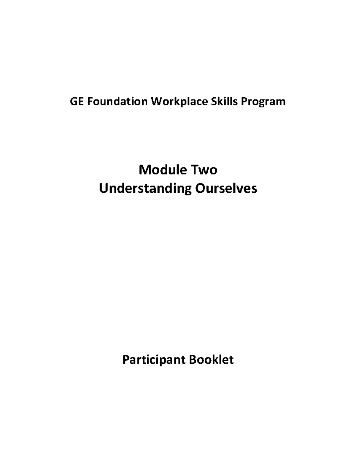 Module 2 - Understanding Others Participant Booklet v4 - GE Foundation ...