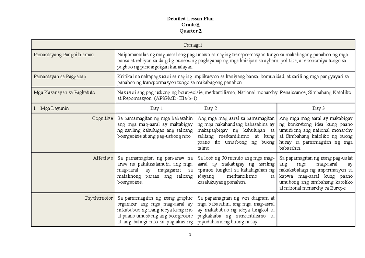 DLP-Quarter-3 - Lecture notse - Detailed Lesson Plan Grade 8 Quarter 3 ...