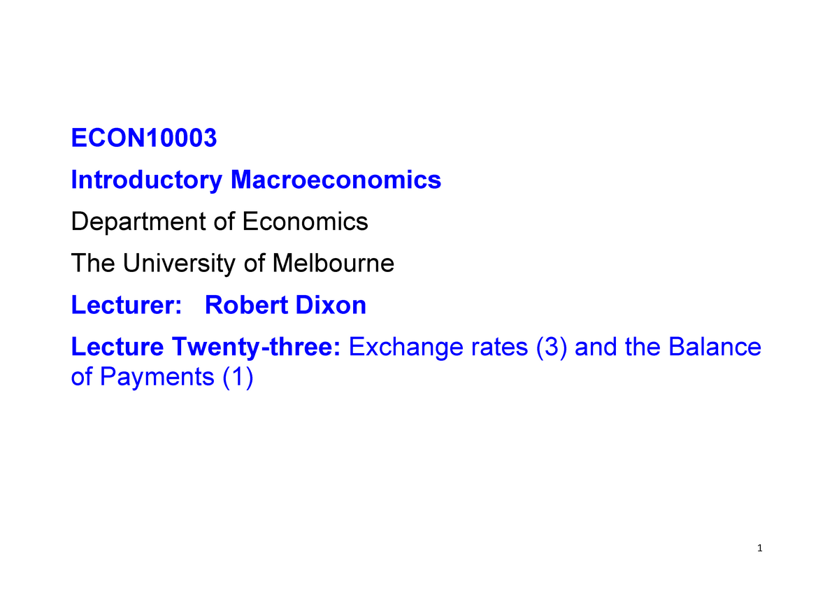 L23 Slides 1pp - Lecture Slide - ECON Introductory Macroeconomics ...