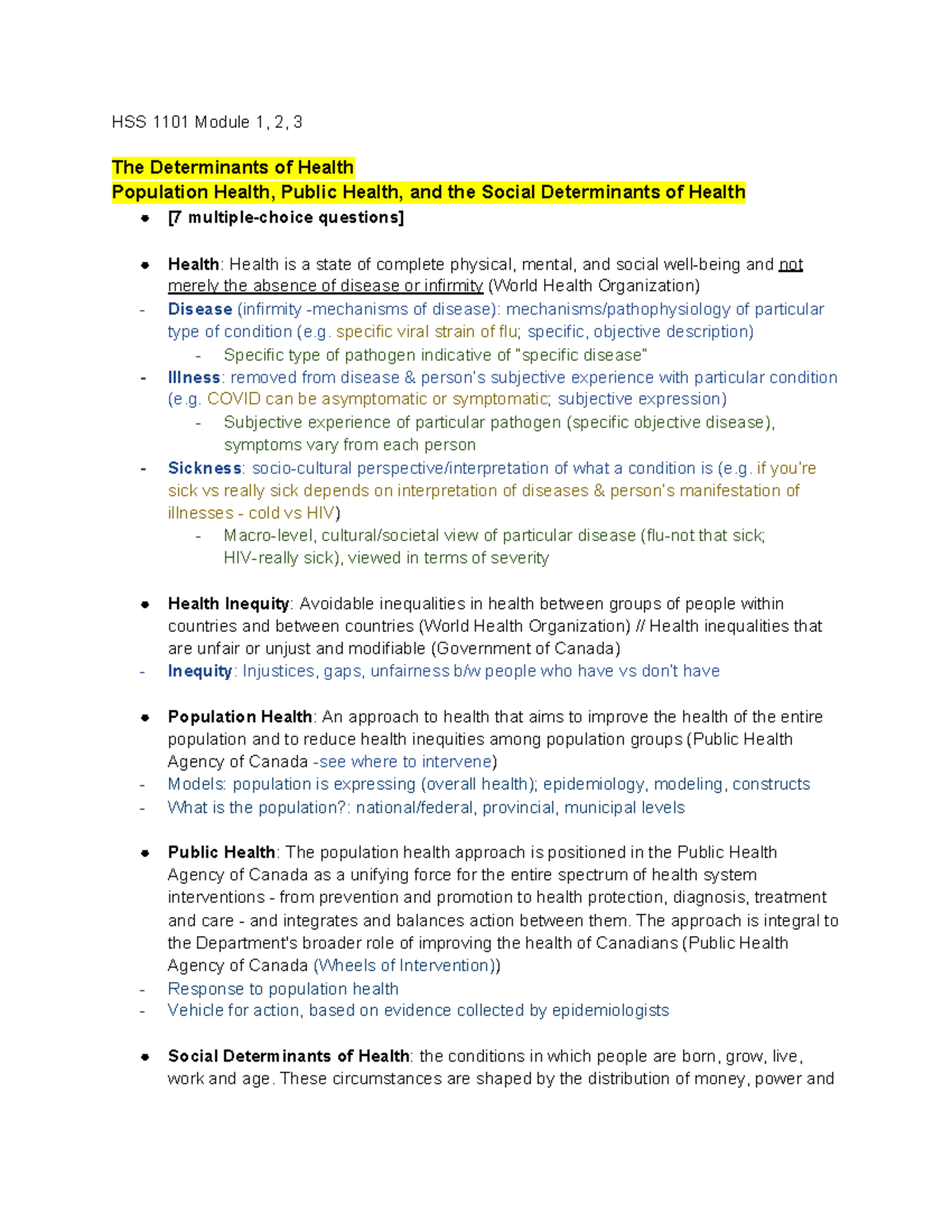 HSS 1101 Chapter 1 - Lecture notes 1 - HSS 1101 Module 1, 2, 3 The ...