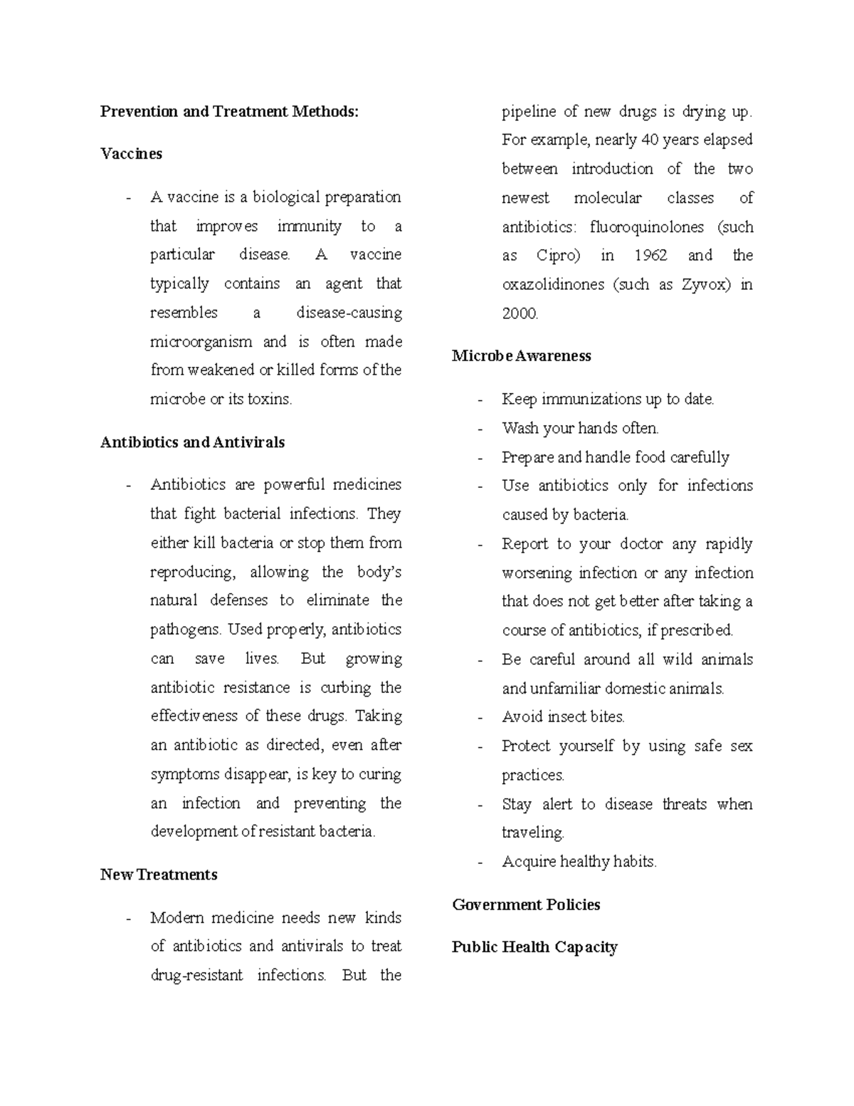 Learning Guide Unit 2 Notes - Prevention and Treatment Methods ...