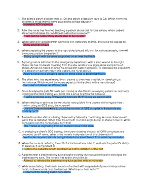Med Surg Final Study Guide copy[ 1431] - 1)The nurse is caring for a ...