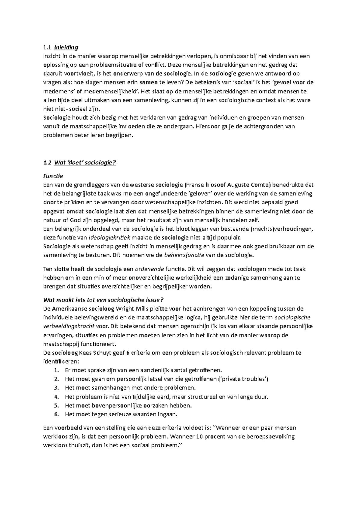 Hoofdstuk 1 Inleiding - Samenvatting Sociologie Voor De Praktijk - 1 ...