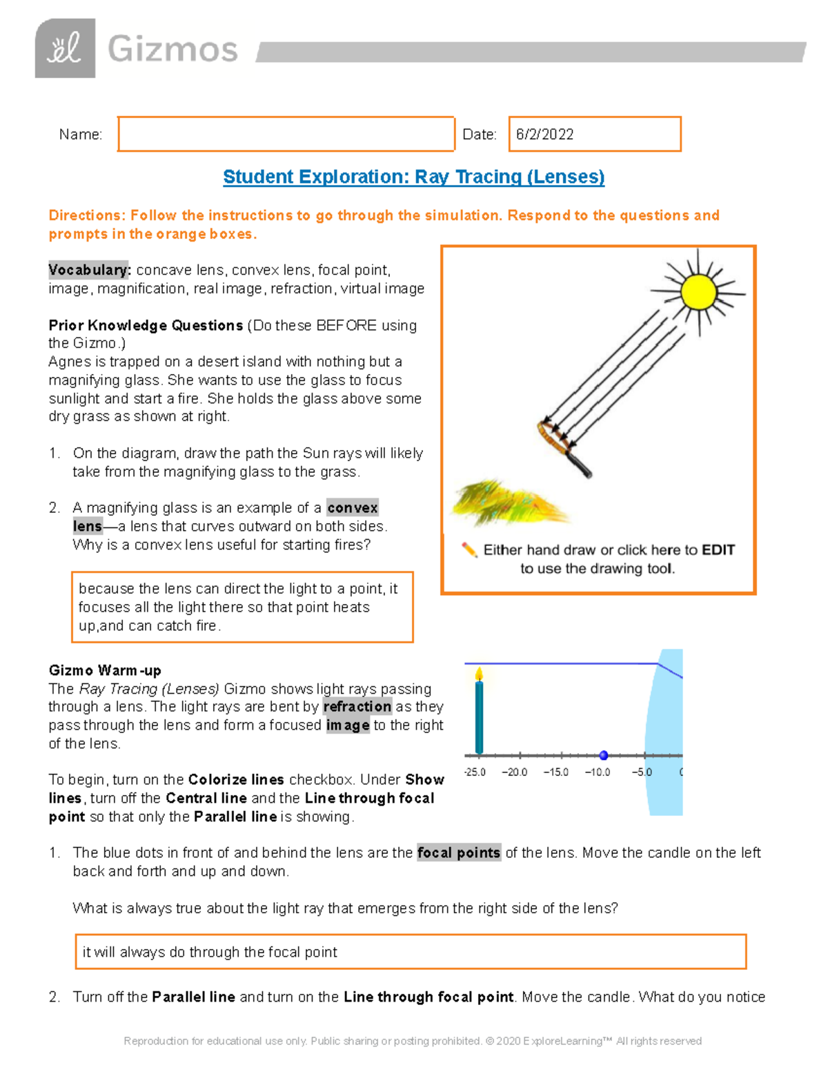Ray Tracing Lenses SE Name Date 6/2/ Student Exploration Ray