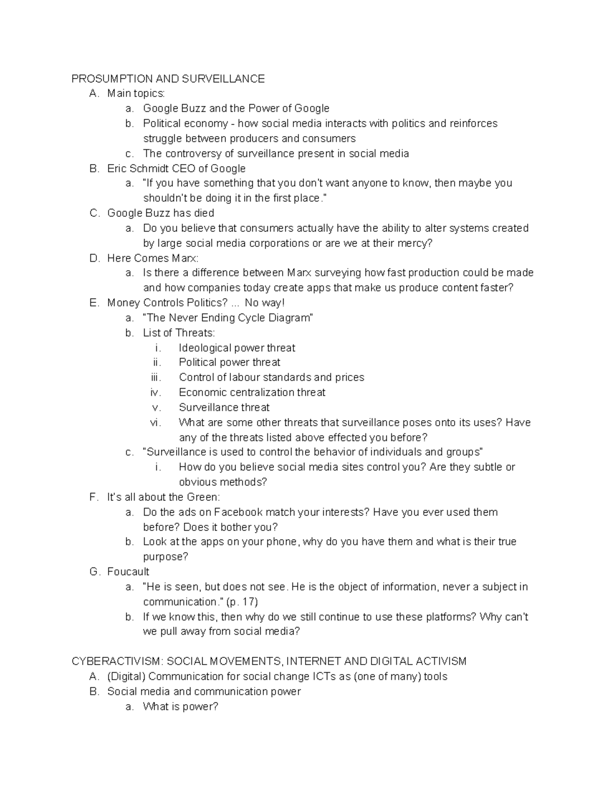 COMM 444 - Class notes (Presumption and Surveillance) - PROSUMPTION AND ...