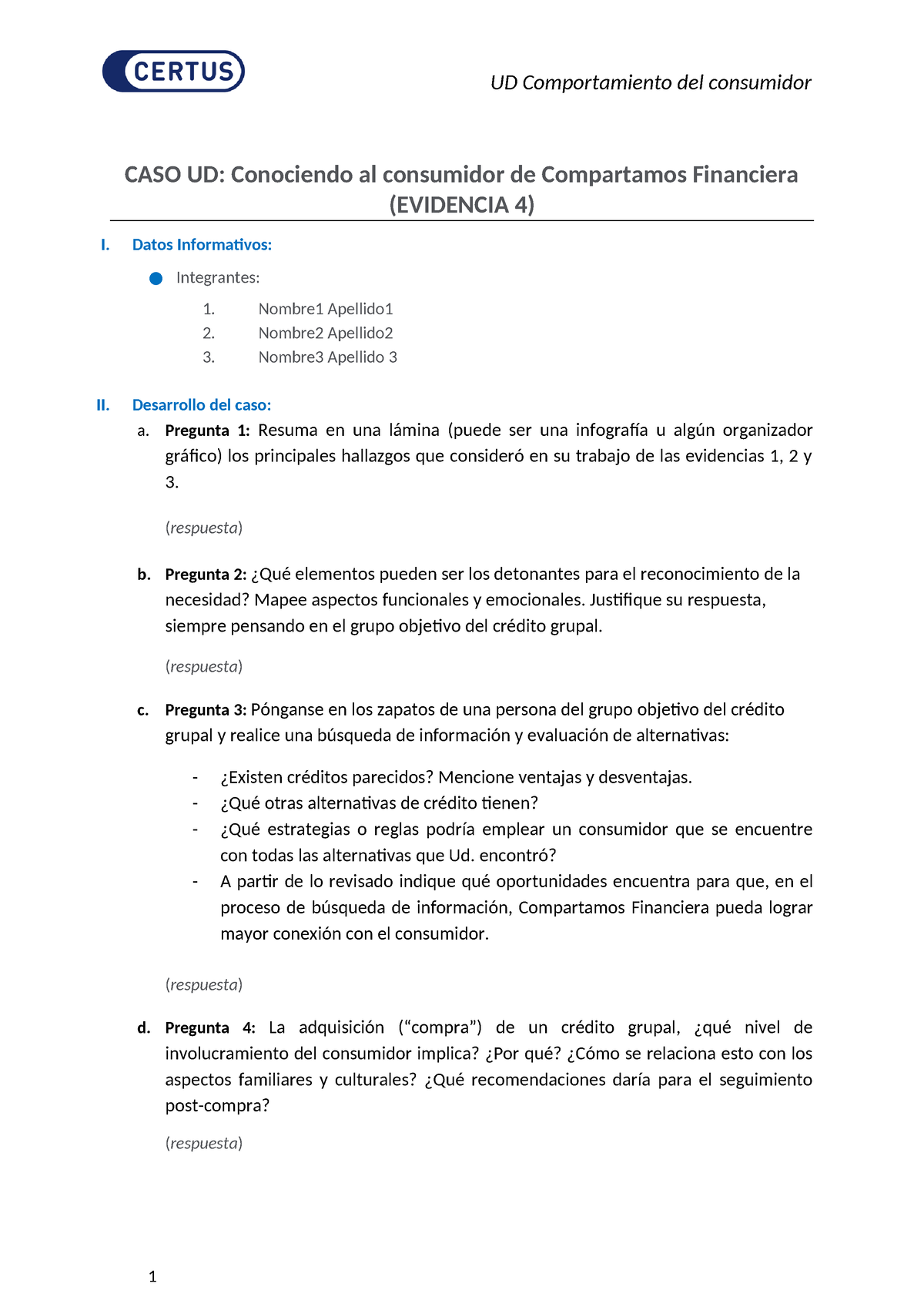 F Informe Resolución De Casos E4 Ud Comportamiento Del Consumidor