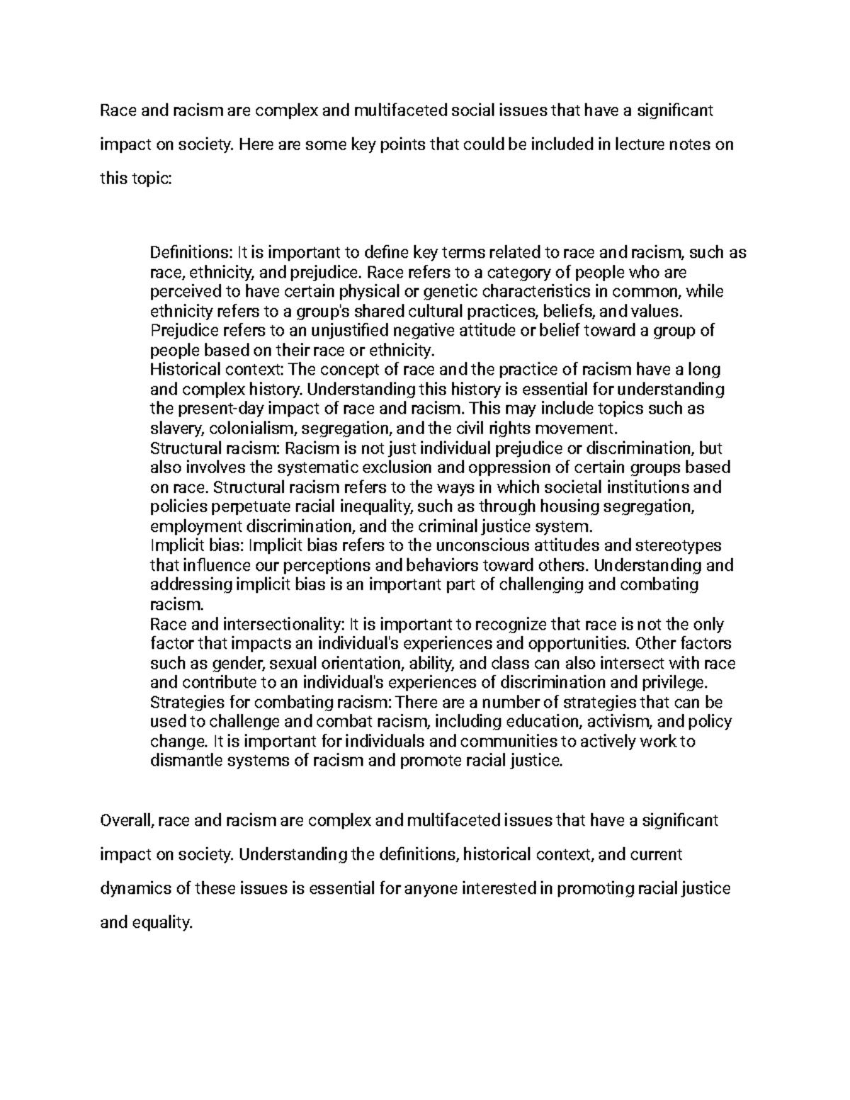 AA889999-8 - notes - Race and racism are complex and multifaceted ...