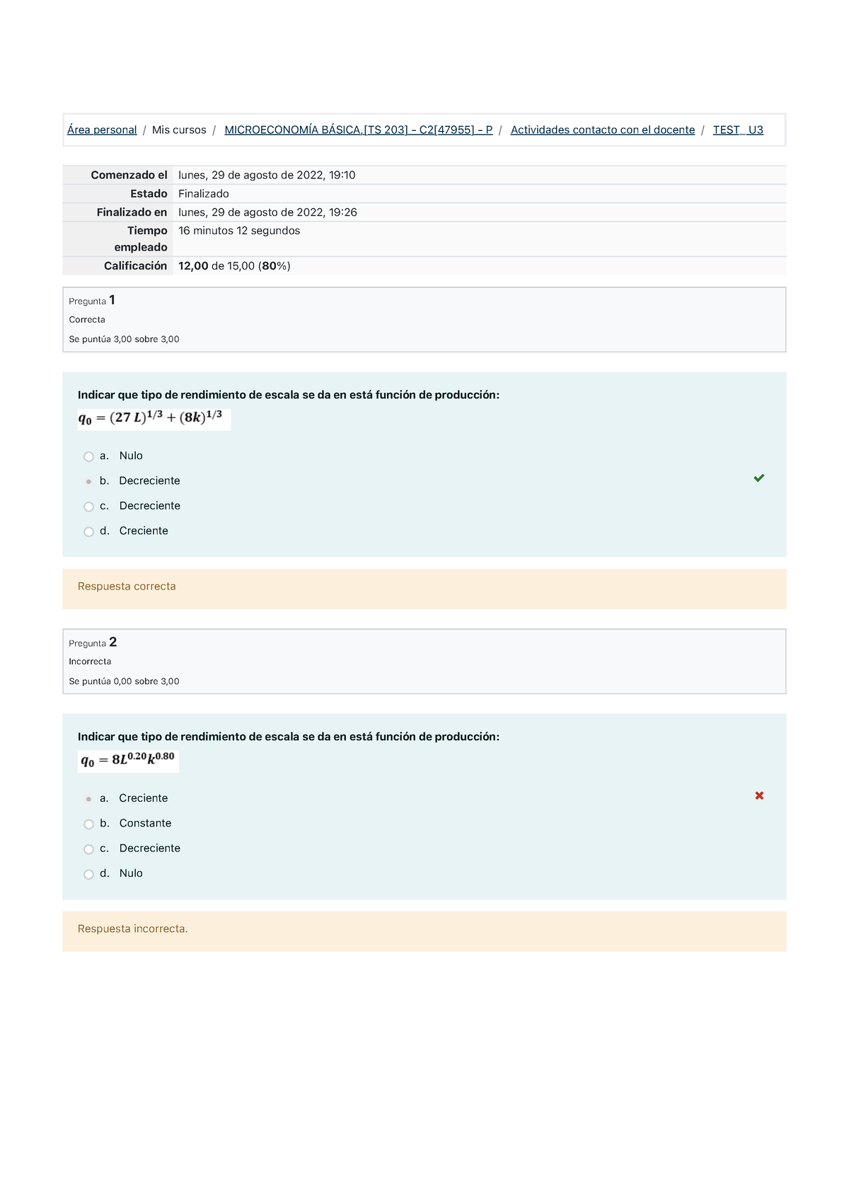 TEST U3- Revisión Del Intento - Área Personal / Mis Cursos ...