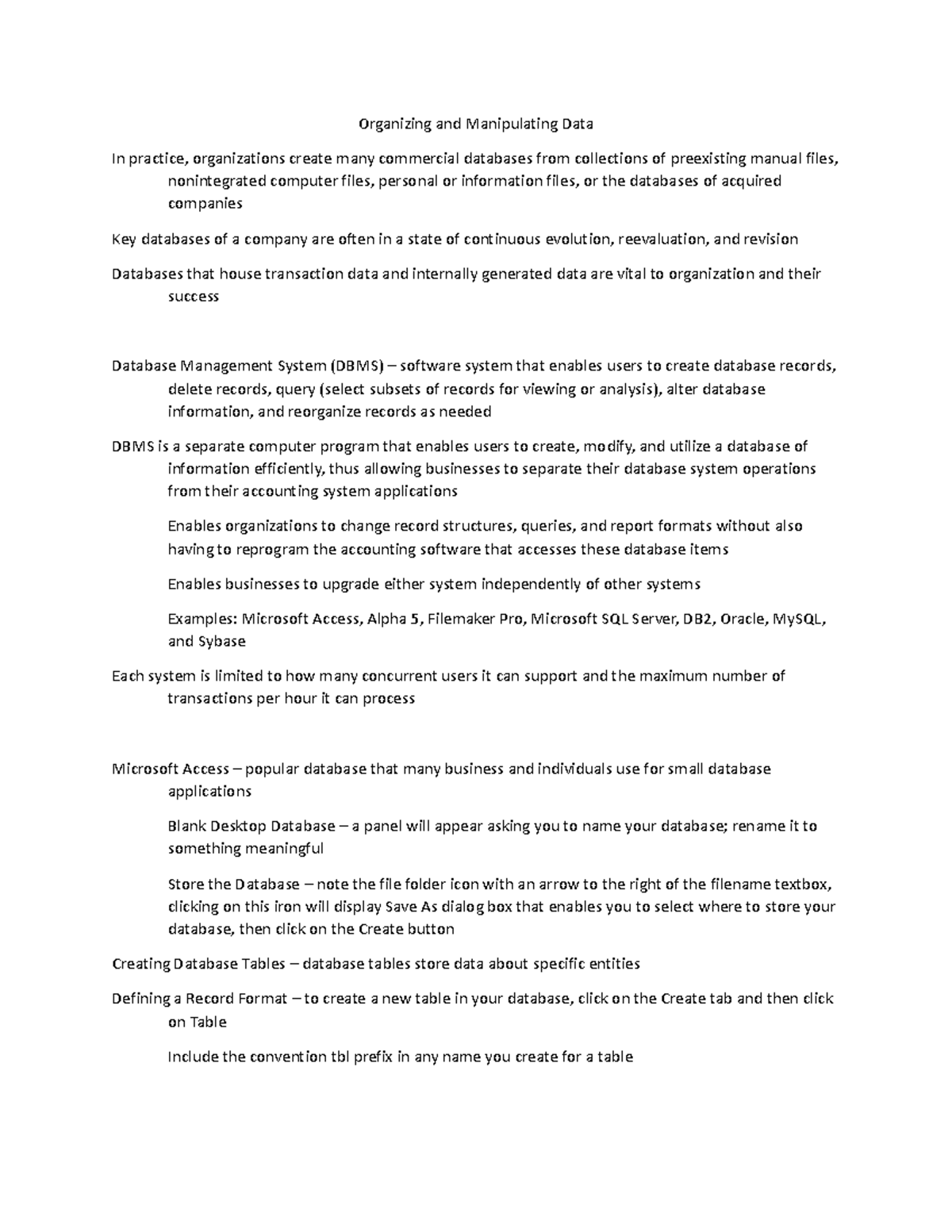 Chapter 8 Notes - Organizing and Manipulating Data In practice ...