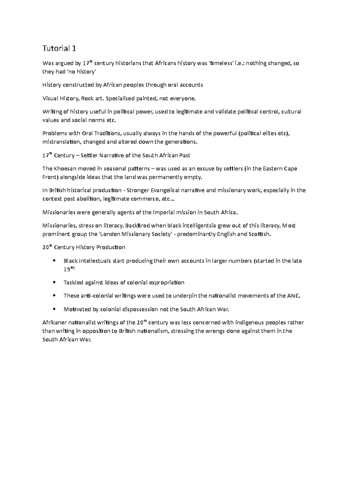 Tutorial 1 - Southern Africa Module - Lecture Notes / Readings / Plans ...