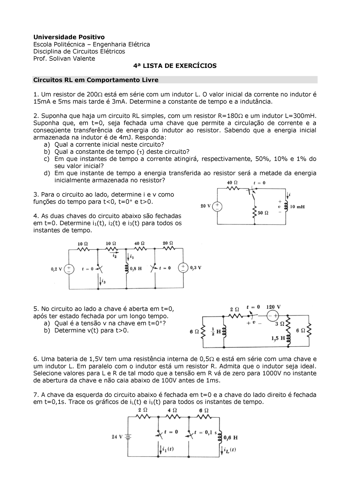 4ª Lista De Exercícios - Circuitos Elétricos - Universidade Positivo ...