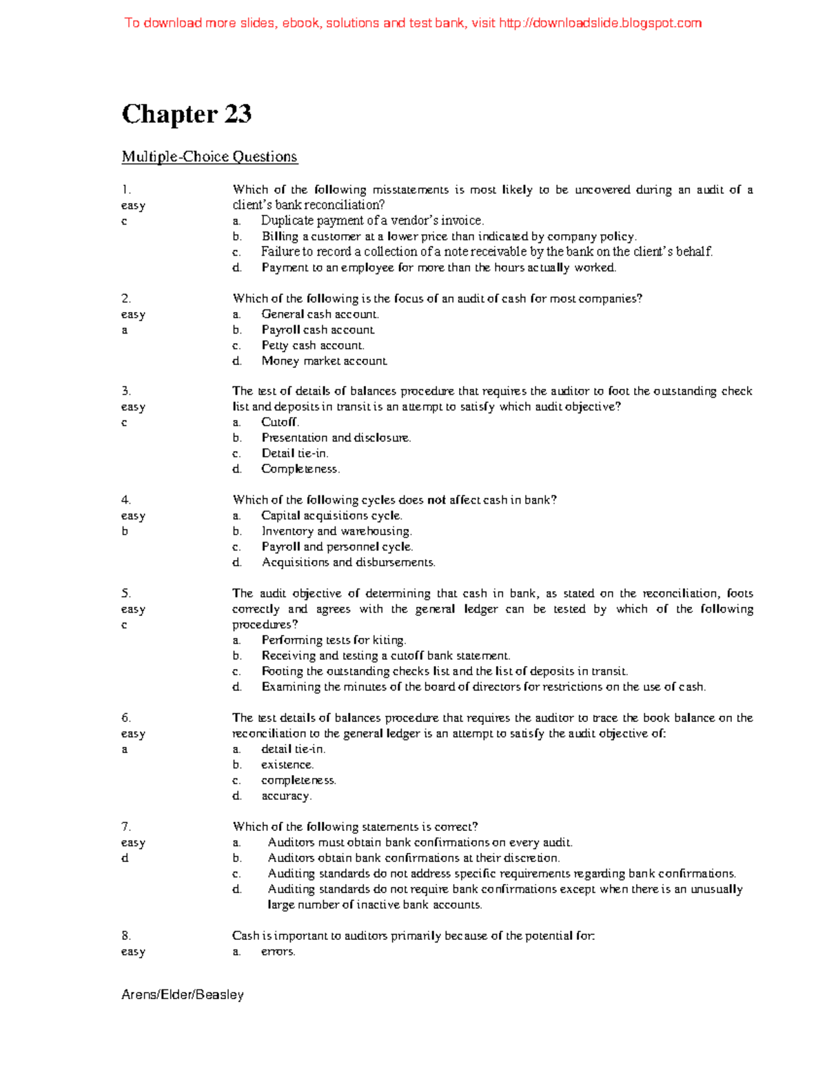 Chapter 23 - Practice Materials - Chapter 23 Multiple-Choice Questions ...