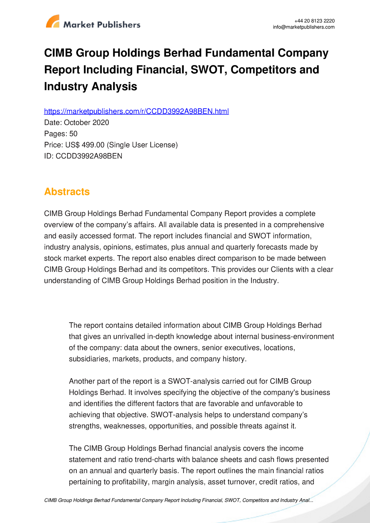 Cimb Group Holdings Berhad Swot Analysis Bac Studocu