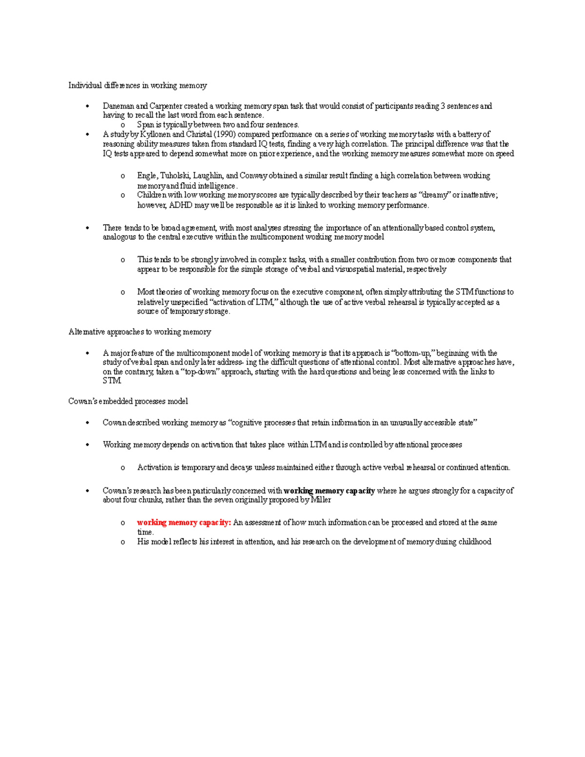 Individual differencesin working memory - Individual differences in ...