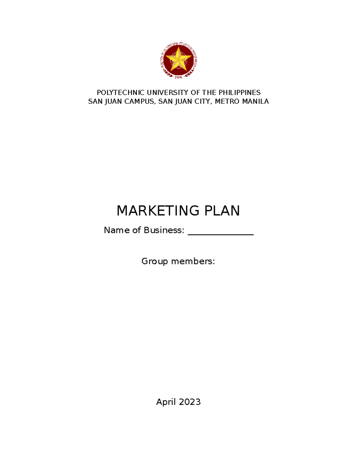 Marketing PLAN BPI 2 - POLYTECHNIC UNIVERSITY OF THE PHILIPPINES SAN ...