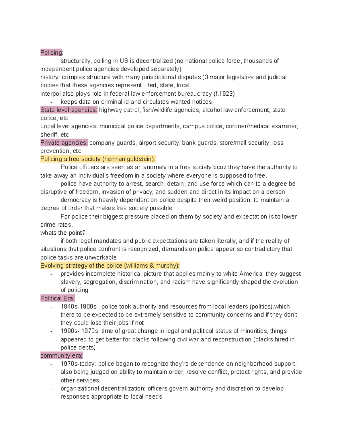 W3 CRM lecture notes in own words Policing structurally, polling