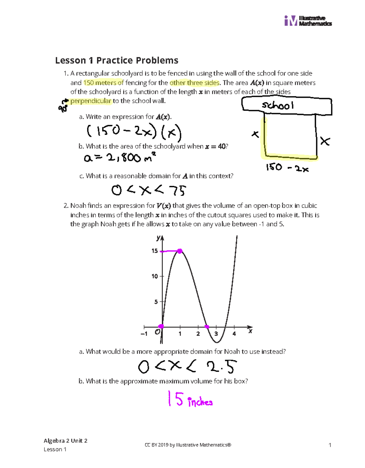 Algebra 2-2.1-Lesson-curated-practice-problem-set - Lesson 1 Practice ...