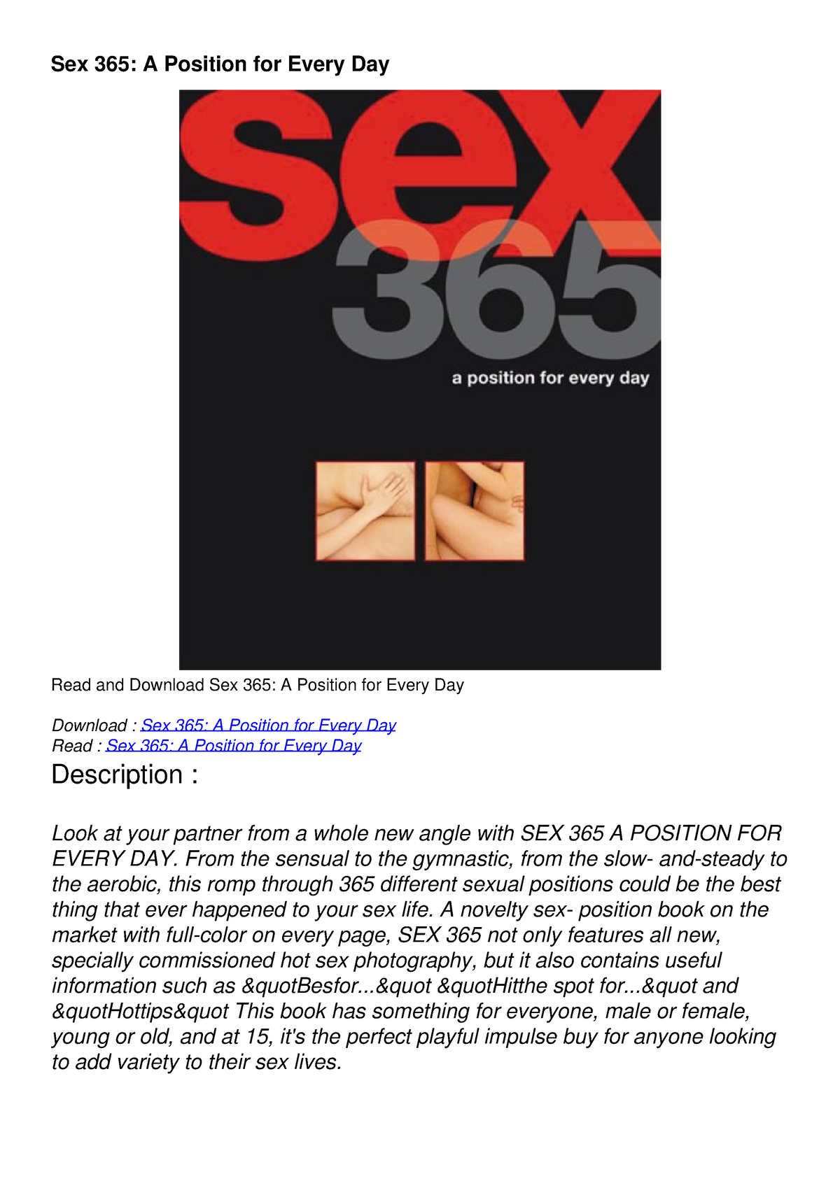 Read Sex 365 A Position For Every Day Download Sex 365 A Position For Every Day Read And