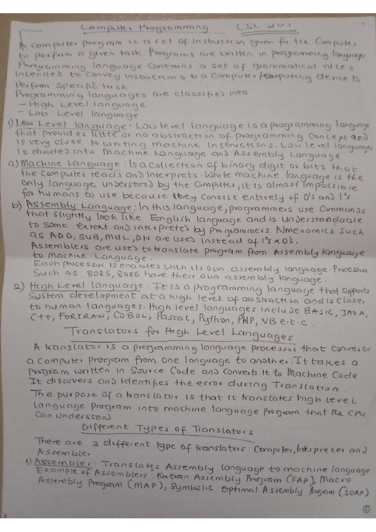 CSC201 lecturers note - READ - Computer Programming CS du I computer ...