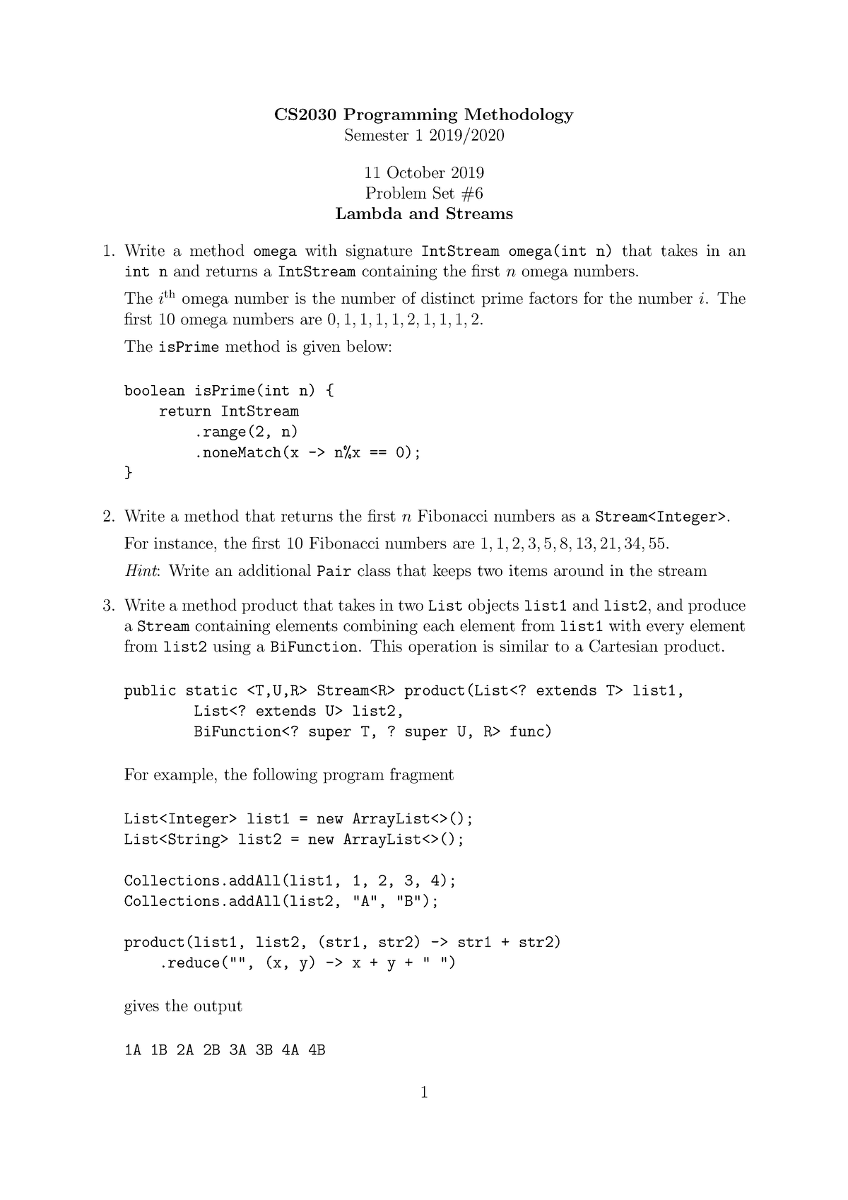 Principle OOP Recitation 06 - CS2030 Programming Methodology Semester 1 ...