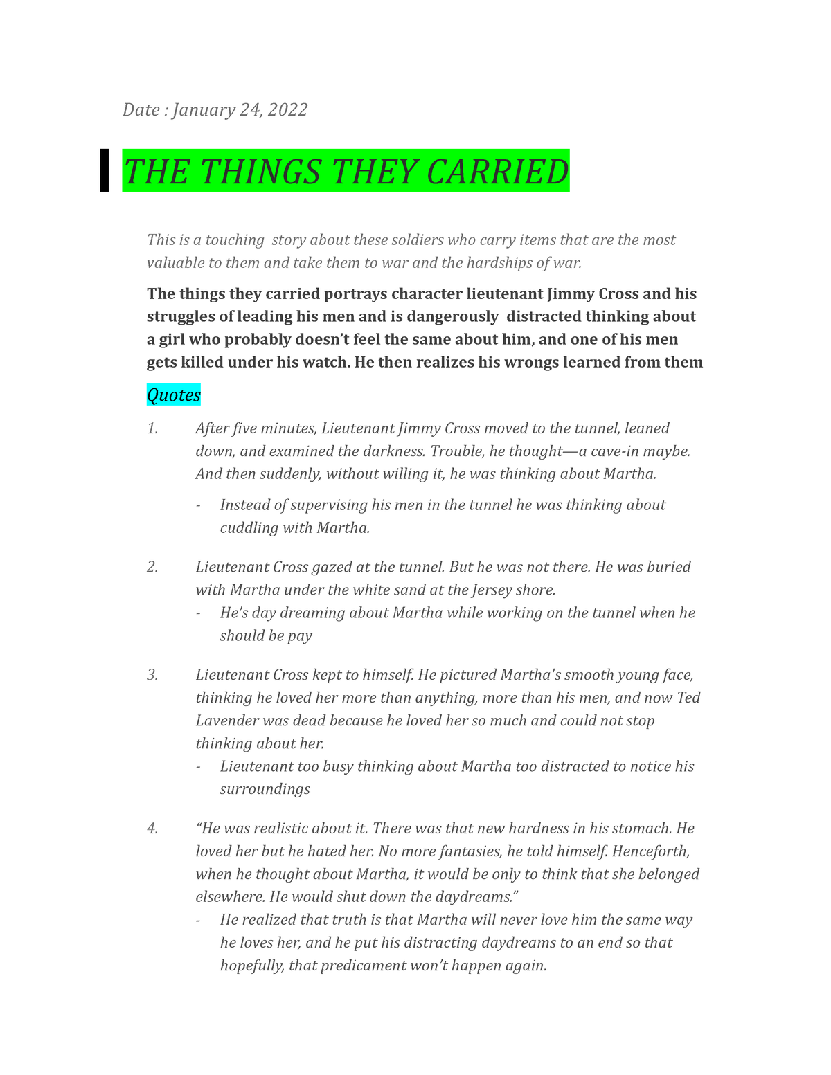 introduction for the things they carried essay