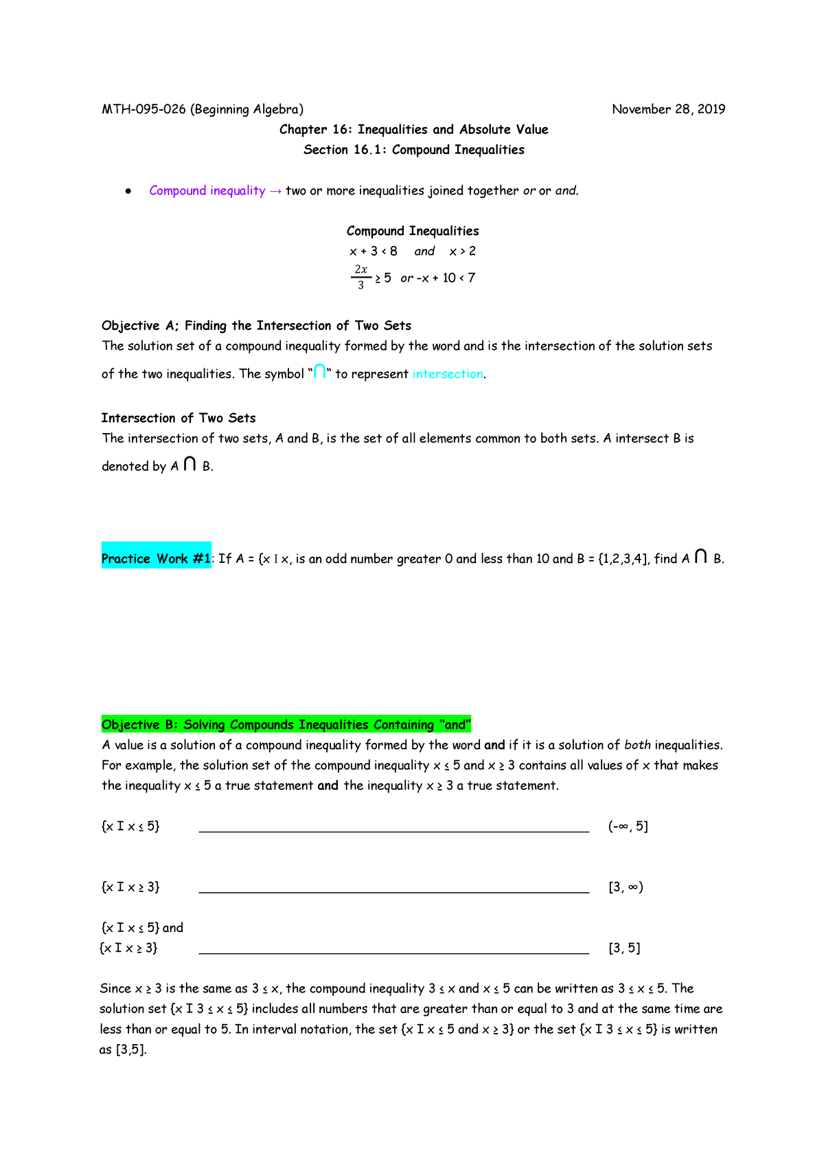 Beginning Algebra Notes Chapter 16 - MTH-095-026 (Beginning Algebra ...