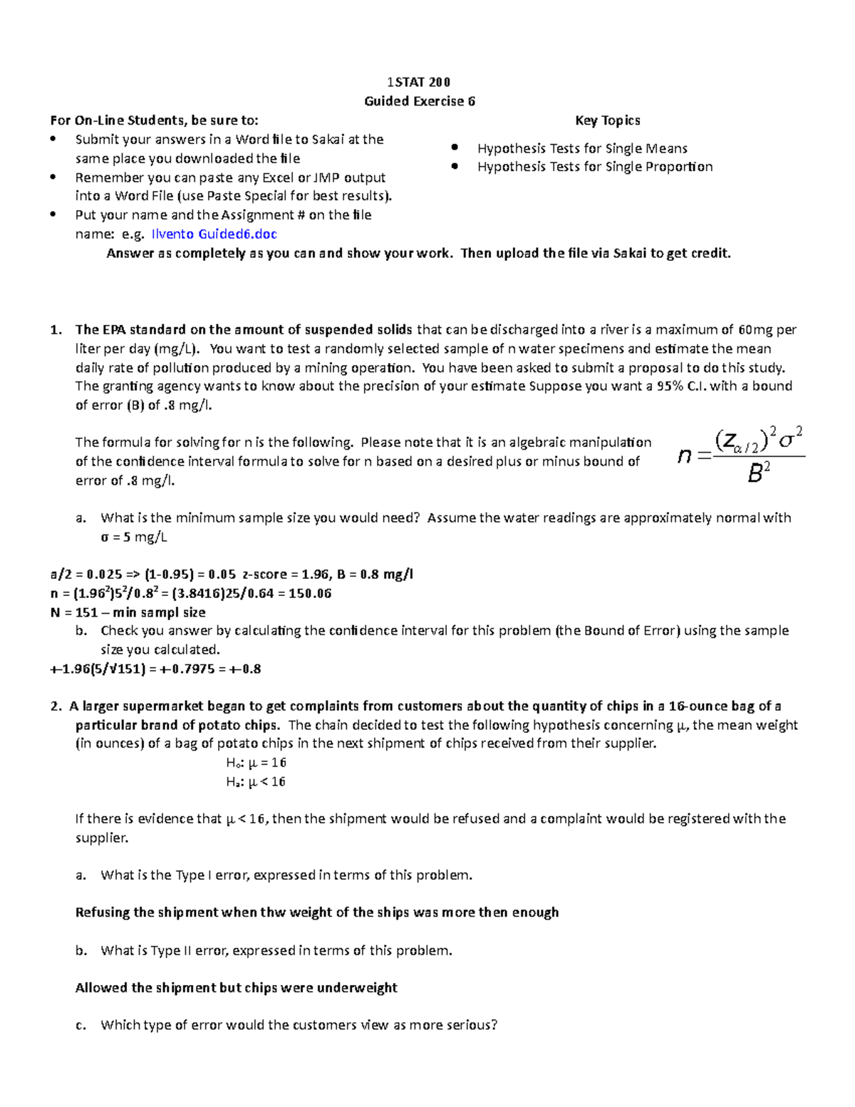 STAT 200 GE6 - Practice exercises for variables, Standard deviations in ...