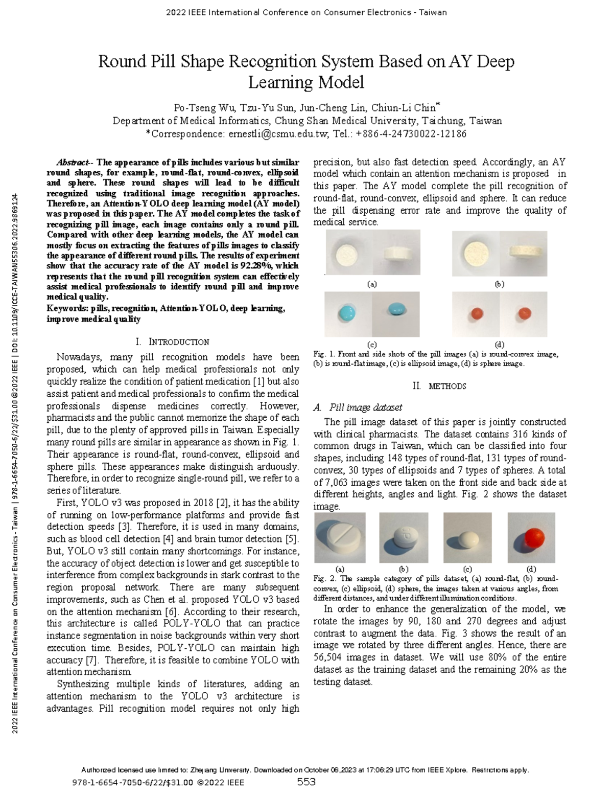 Round Pill Shape Recognition System Based on AY Deep Learning Model ...