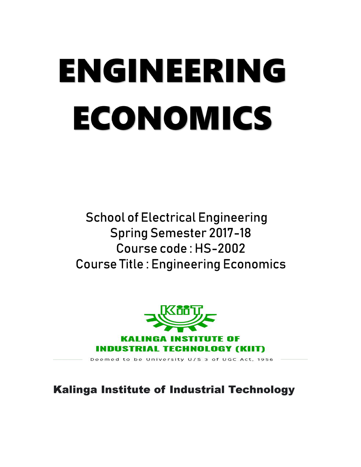 Economics-Lecture Notes - Engineering Economics - KIIT University - Studocu