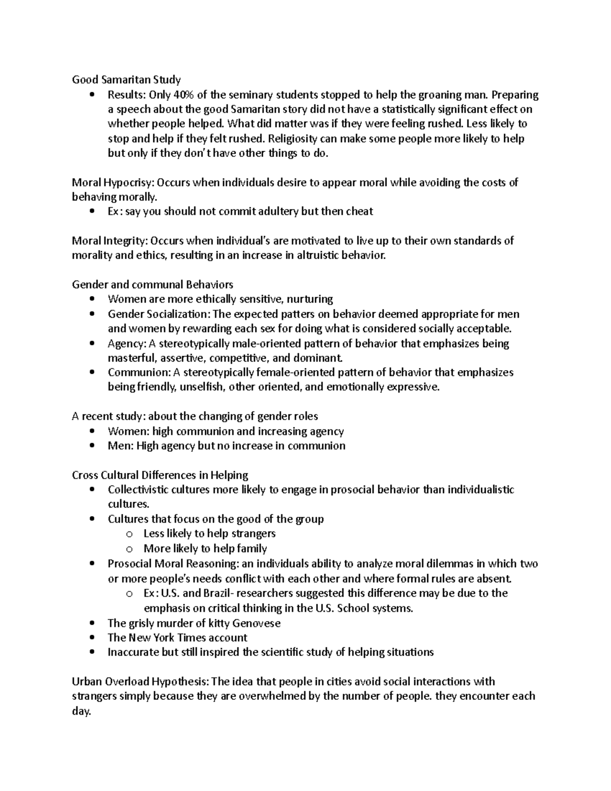 Social Psych (Psych 210) Exam 3 Part 3 - Good Samaritan Study Results ...