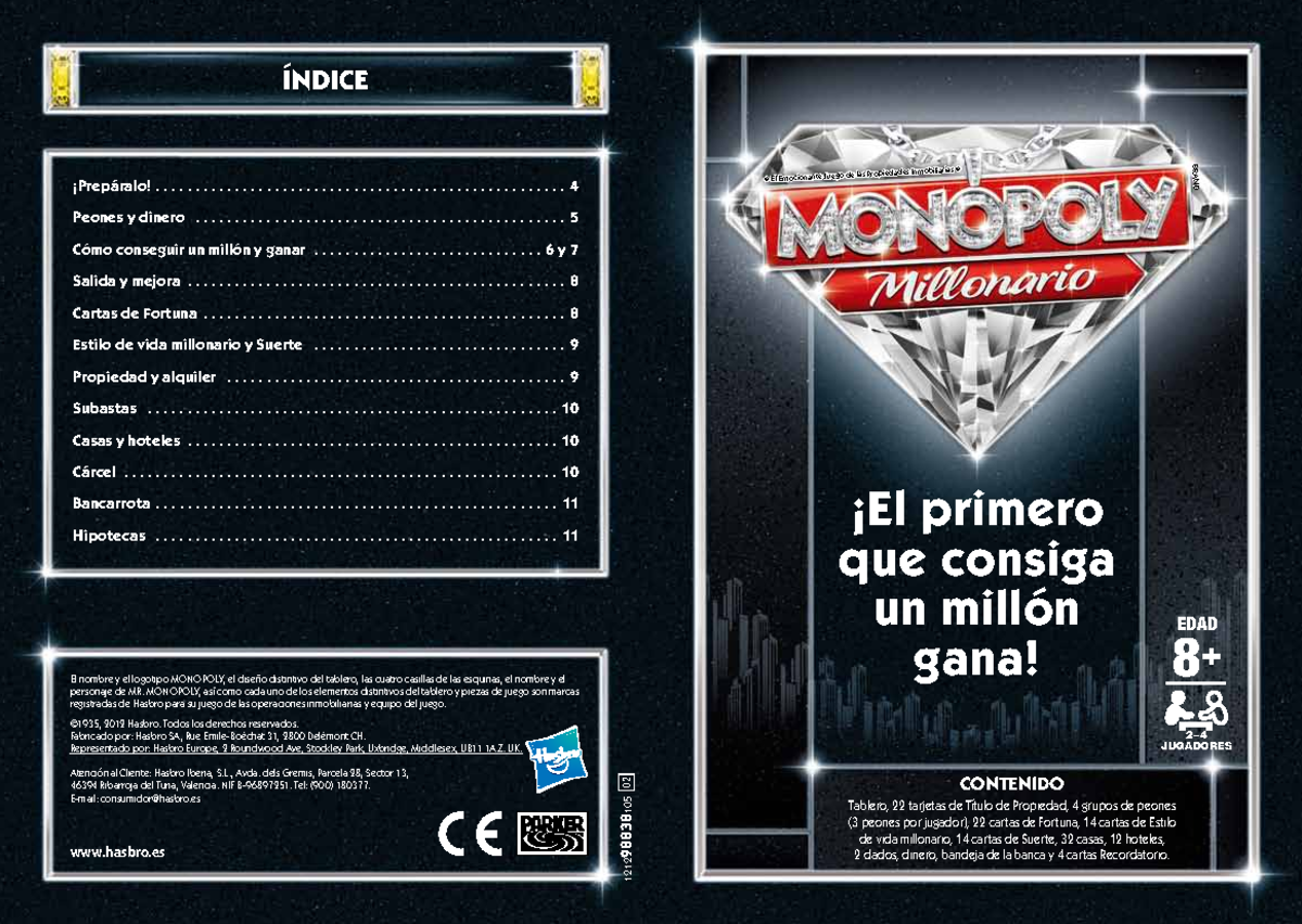 Reglas Monopoly Millonario - BRAND ####### CONTENIDO Tablero, 22