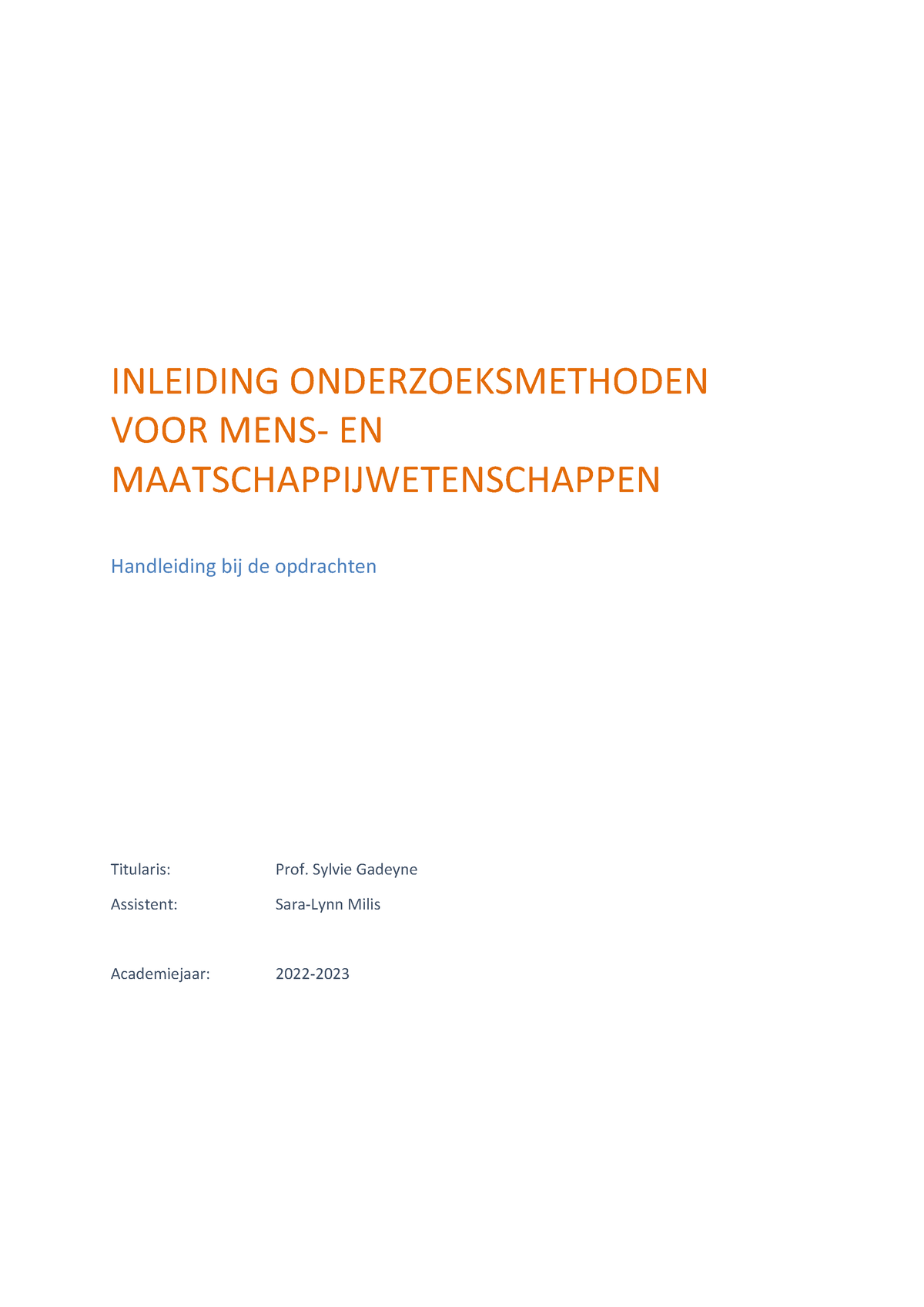 Handleiding Opdrachten (2022-2023) - INLEIDING ONDERZOEKSMETHODEN VOOR ...