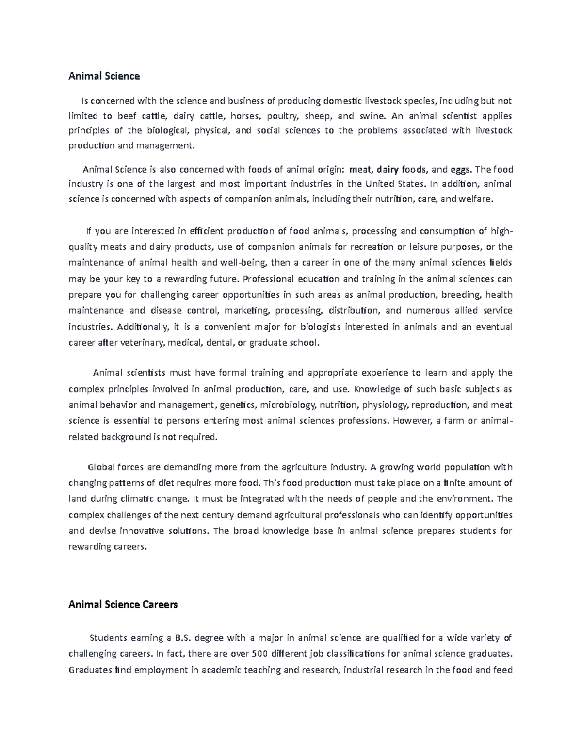 Animal Science - An animal scientist applies principles of the ...