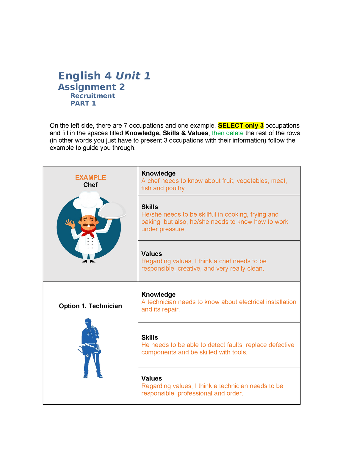 english 4 unit 1 assignment 2
