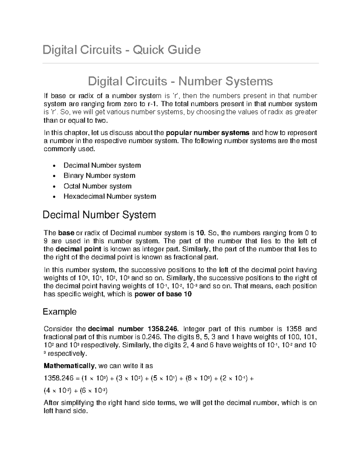Digital Circuits - The total numbers present in that number system is ...