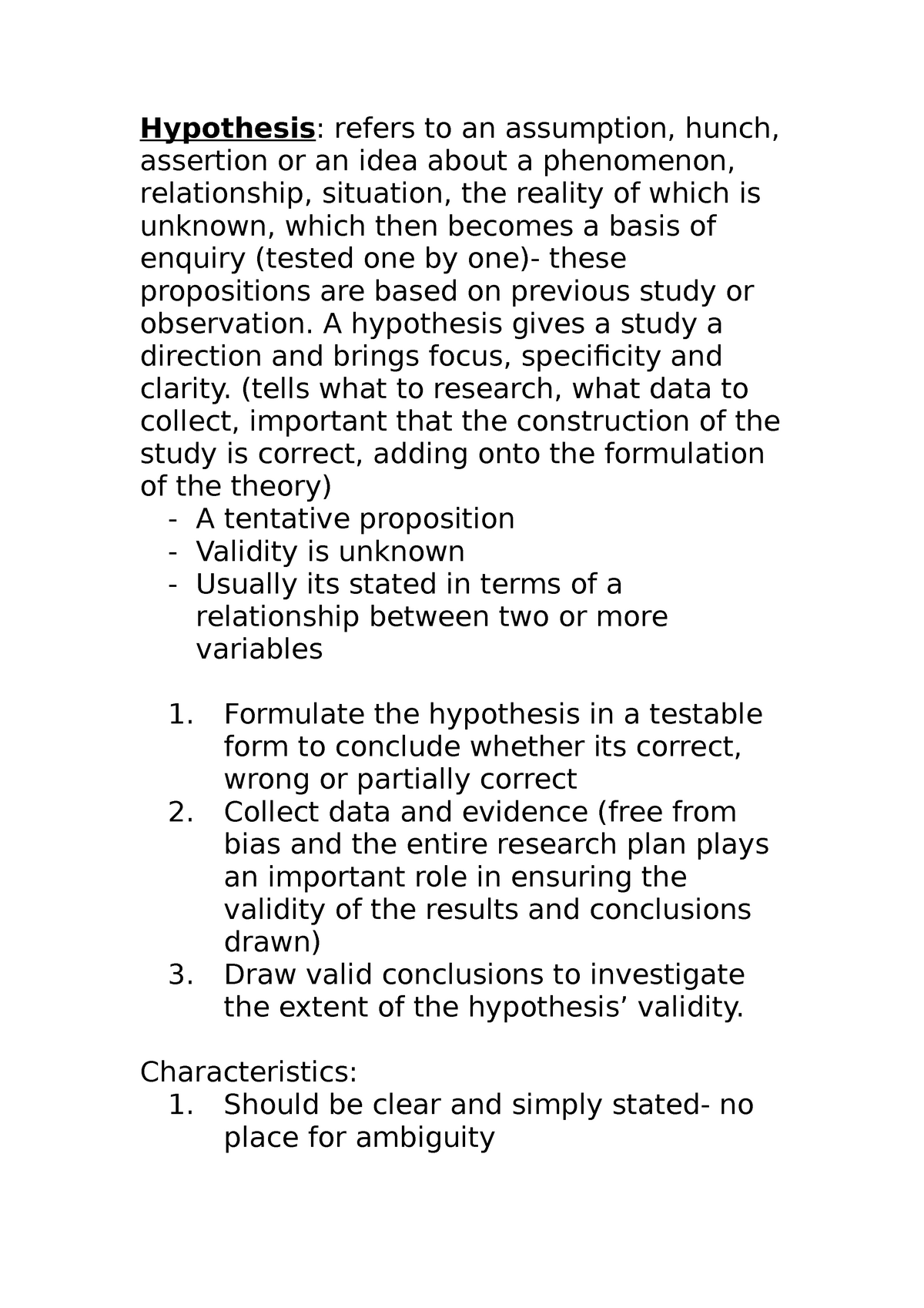 hypothesis notes pdf