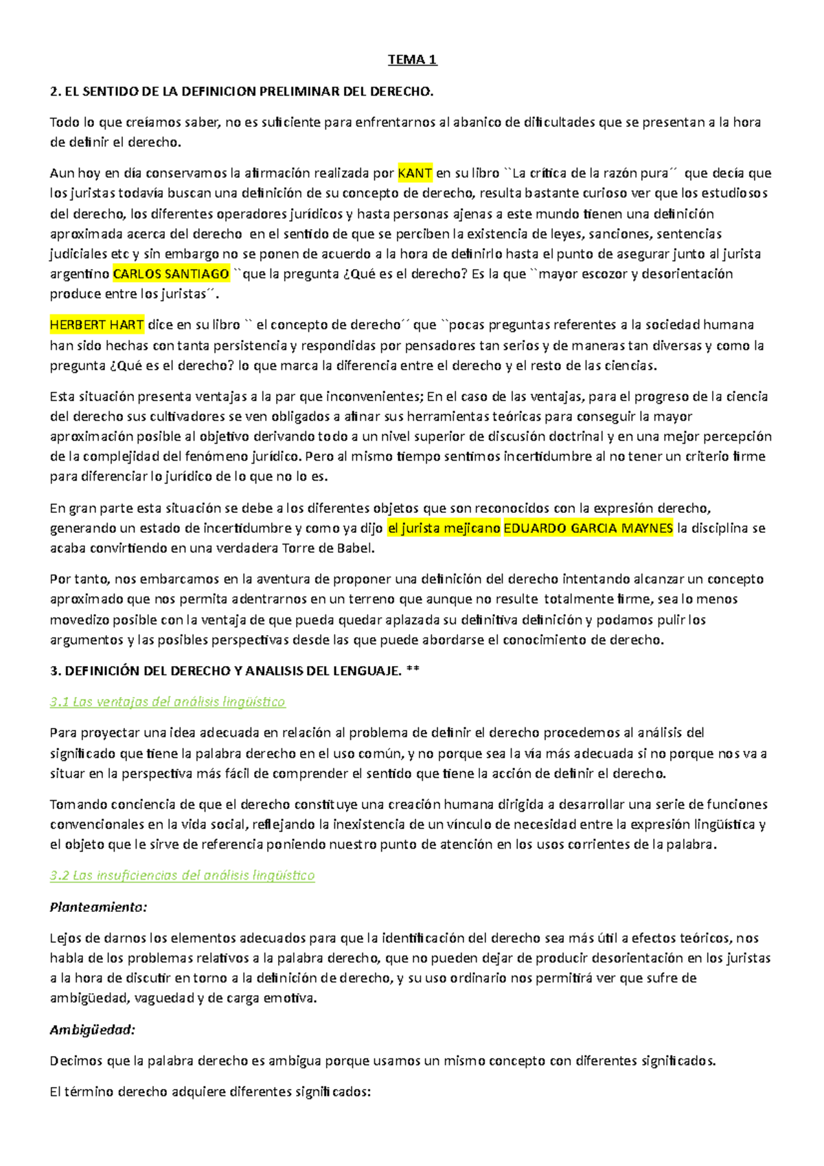 Teoria Del Derecho. Primer Parcial - TEMA 1 2. EL SENTIDO DE LA ...