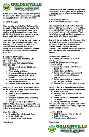 Script- Recognition-AND- Graduation - FOR RECOGNITION Dear parents, I ...