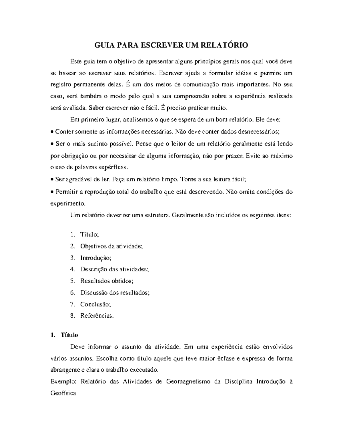 Guia relatorio - Iqkkqqkqkqlqlqlq - GUIA PARA ESCREVER UM RELATÓRIO ...