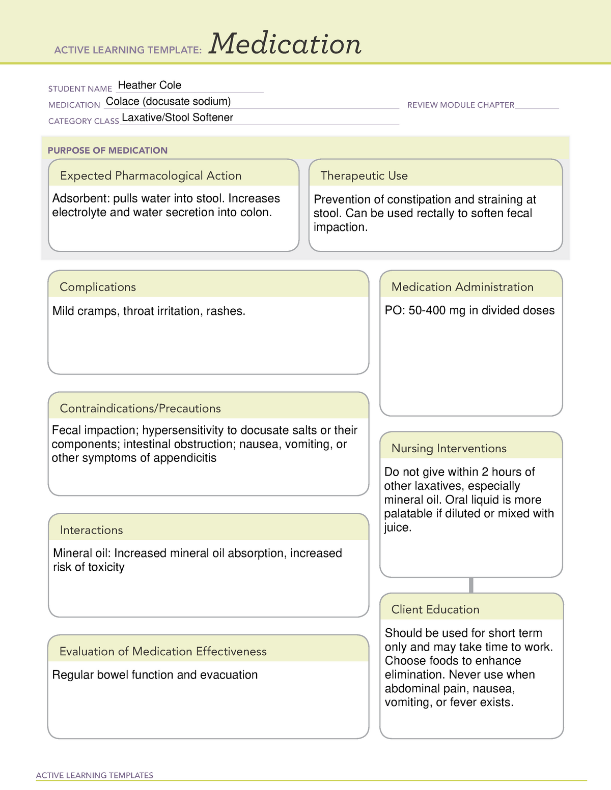 colace-drug-cards-active-learning-templates-medication-student-name-studocu