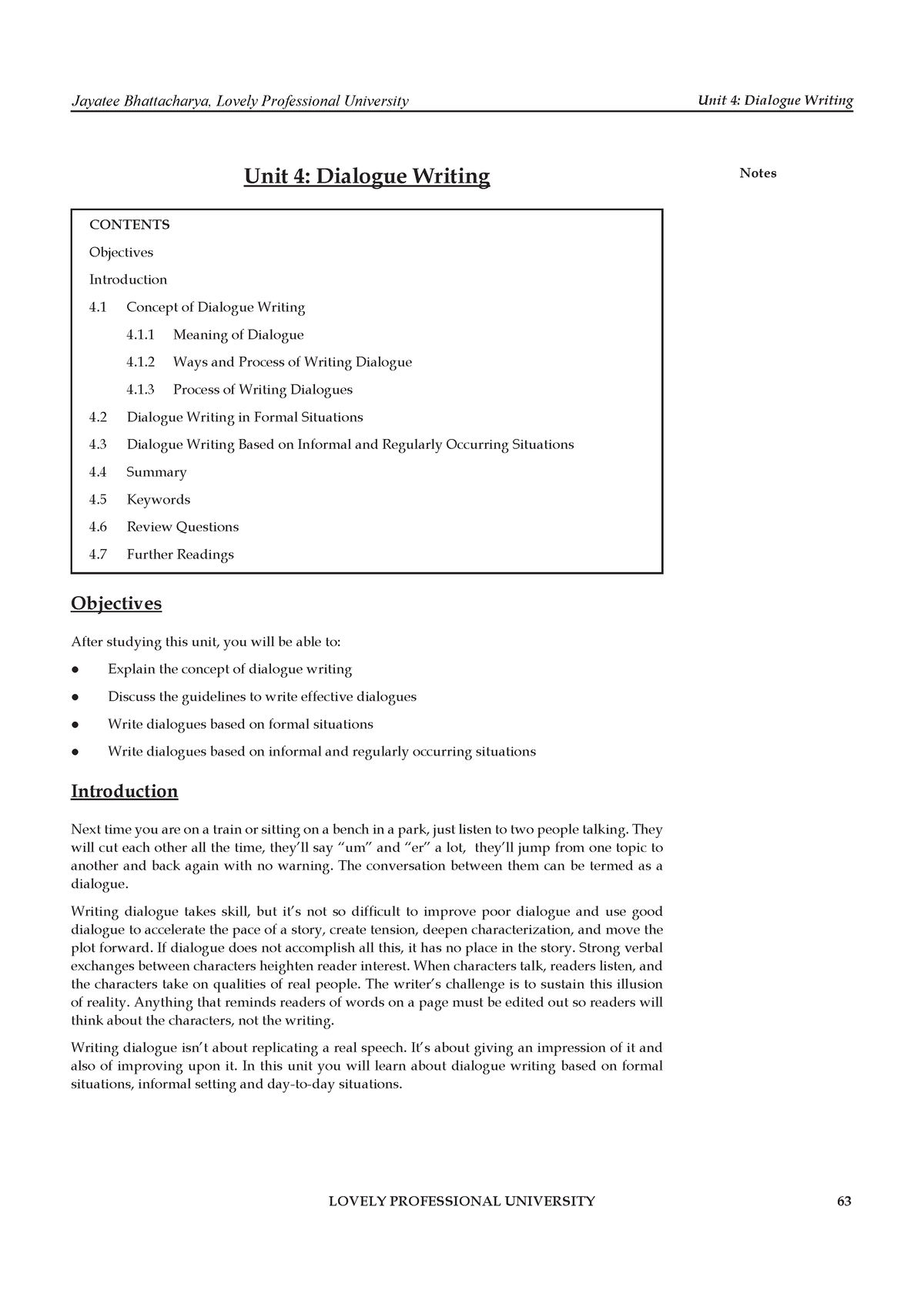 Communication Skills II Chapter 4 - Unit 4: Dialogue Writing Notes Unit ...